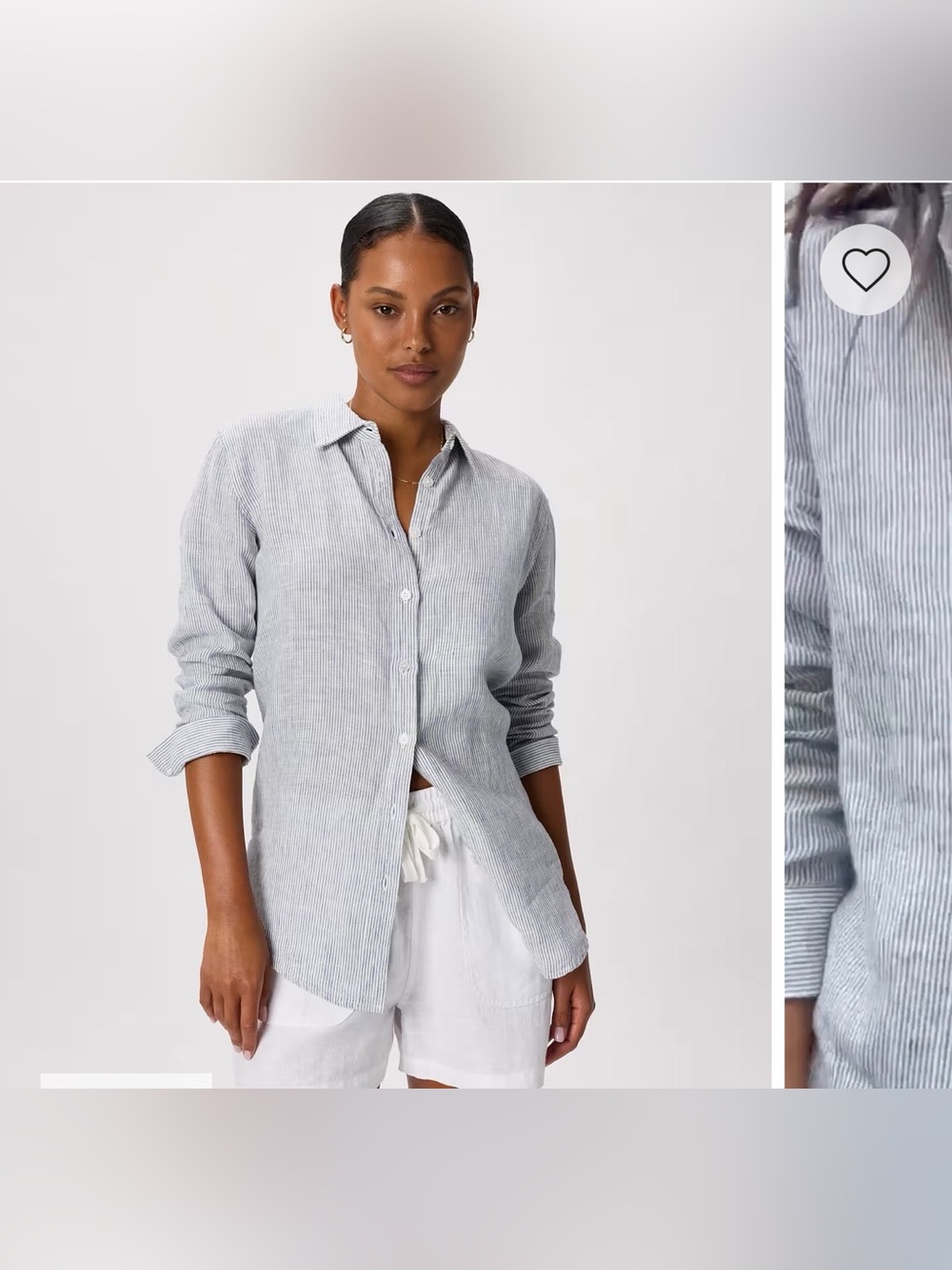 NWT Quince European Linen Blue White PinStripe Button-Down Shirt Size XS